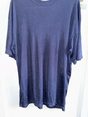 Le Monde Collection XXL Solid Blue Geometric Textured Short Sleeve Top